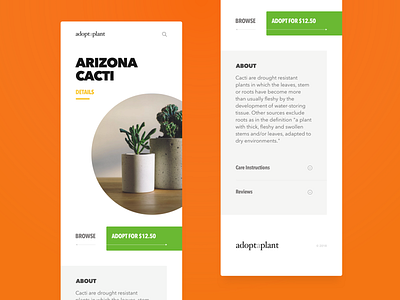 Adopt a Plant Concept - Detail Screen app design ecommerce modern ui ux