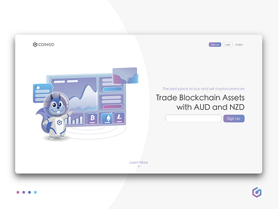 CoinGo Landing Page Concept bitcoin blockchain character design crypto design gradient illustration logo ui ui design