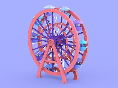 FERRIS WHEEL 3d 3d art animation carnival circus design icon illustration modeling popcorn cart themepark toy