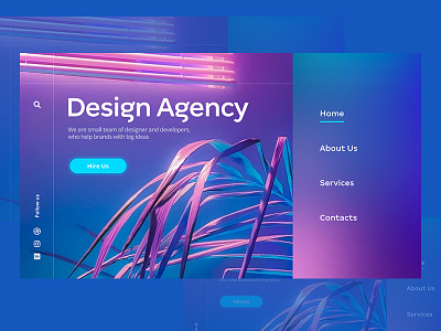 Design Agency agency design header landing page pink purple tropical web