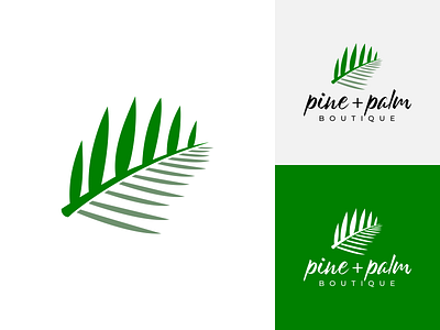 pine + palm boutique brand identity branding casual double exposure florida illustration leaf logo retail vector