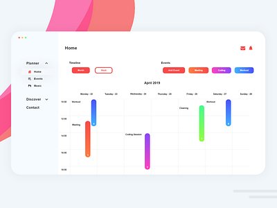 Planner app calendar clean design flat minimal planner simple ui web website