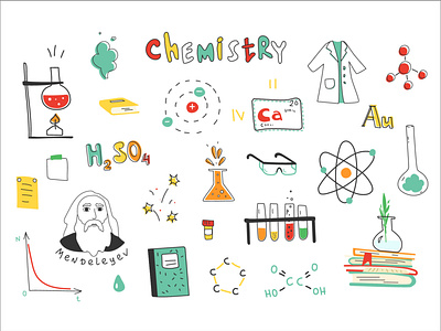 Chemistry cartoon chemistry design doodle education graphic hand drawn illustration laboratory science sketch vector