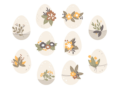 Easter eggs boho decoration design easter easter egg eggs flower graphic illustration nature spring vector vector illustration