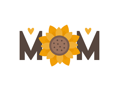 mom cartoon design flower gift card graphic inscription lettering logo mothersday nature print summer sunflower vector