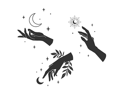 black hands celestial design graphic graphic design hand illustration vector