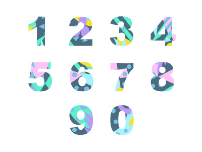 Numbers with abstract fill illustration vector curve splash spot dashboard stroke painting graphic motion chaotic patern sign fill decoration figure textures ornamental digital number