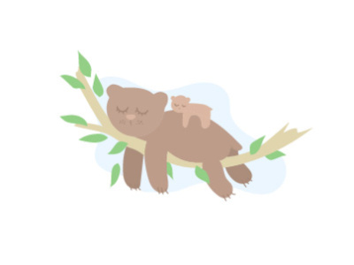 Sleeping animals baby bear branch calm care cartoon childhood dreams family happiness leaf love mommy motherhood newborn parent relax rest sleep vector