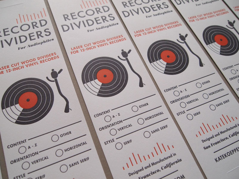 Record Divider Labels letterpress print packaging label vinyl music records handmade
