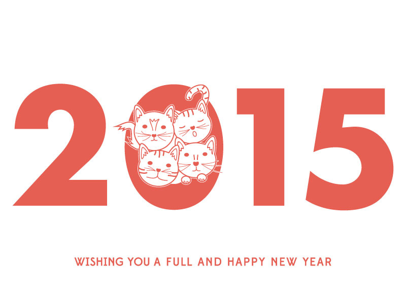 Feline 2015 Holiday Card happy new year 2015 illustration cats illustrator