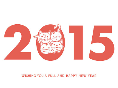 Feline 2015 Holiday Card 2015 cats happy new year illustration illustrator
