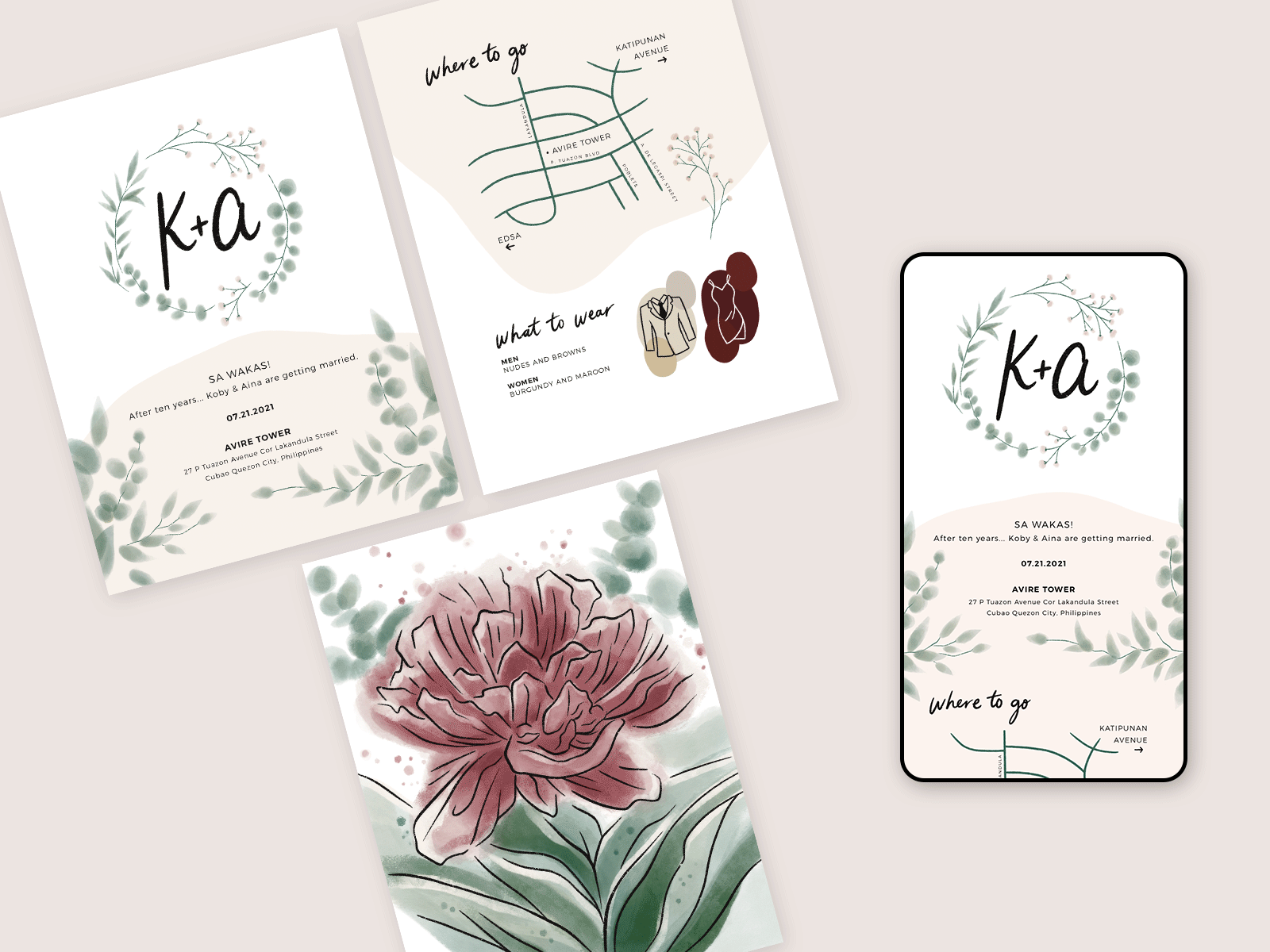Koby & Aina Wedding Invitation design graphic graphic design hand drawn icon illustration invitation logo procreate
