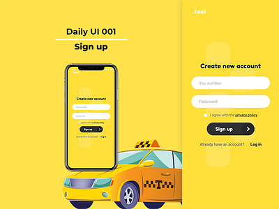 Daily UI 001 - Sign up | Taxi app