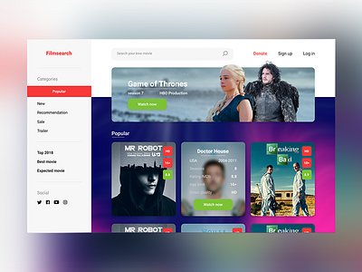 Filmserch - Design concept app concept design movie service ui