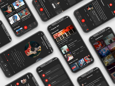 Pop Music app dark interface music app ui design