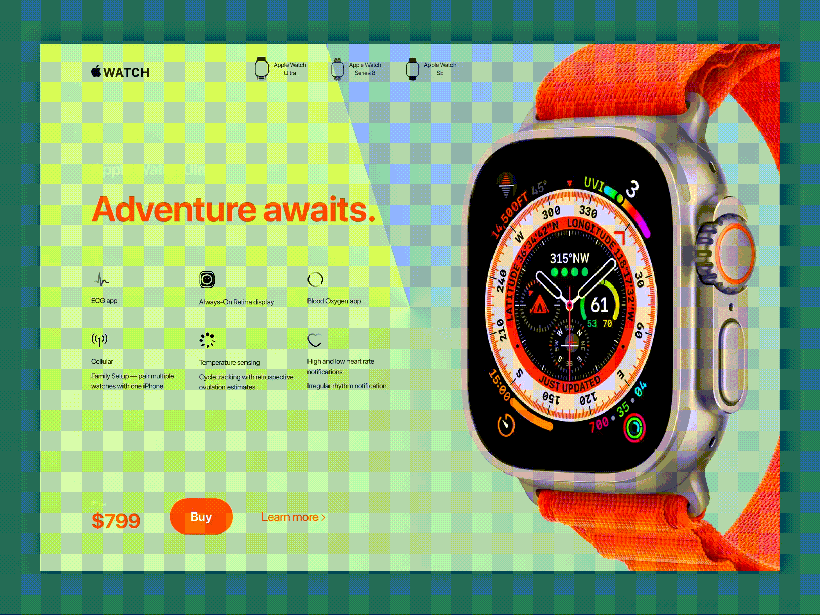 Apple Watch Website animation design landing page ui ux website