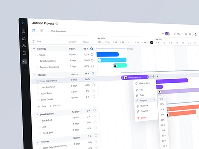 Gantt Chart app chart design designer gantt icons illustration management manager minimal mobile product design roadmap task ui ux web web design