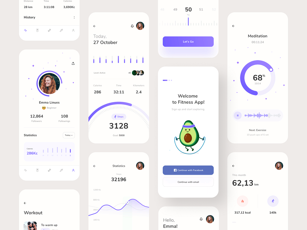 Fitness App - UI Map by Ivan Strashkulych on Dribbble