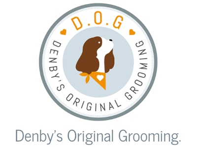 D.O.G Denby's Original Grooming. brand dog holding page one page website