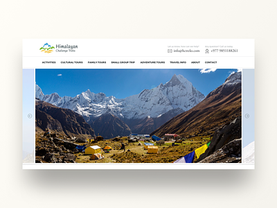 Himalayan Challenge Treks animation hello invite landing minimal travel trek ui website white