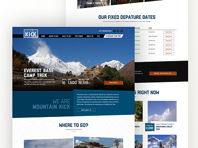 Mountainkick - Travel Homepage button everest homepage landing nepal travel trek ui ux website