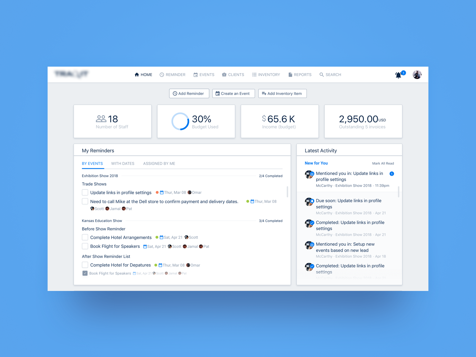 Event Management Dashboard by Last Door on Dribbble