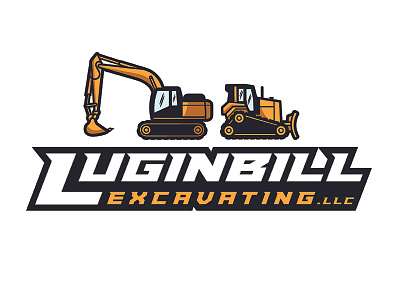 Luginbill Excavating bulldozer construction excavating excavator gold logo yellow