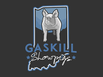 Gaskill Showpigs animal illustration blue hogs illustration logo pigs showpigs