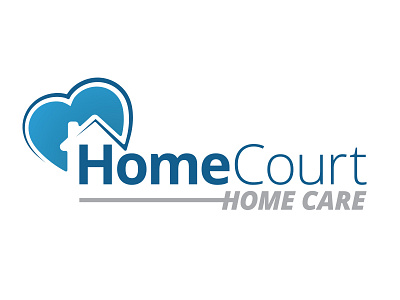 HomeCourt Home Care blue care health health care heart home care logo