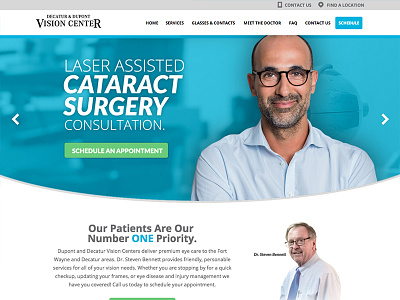 Vision Center Slider blue eye care eye doctor header hero image website modern web design optometrist optometry slider vision vision care web design