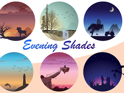 Evening Shades - Illustration and compositions colors palette design graphics illustration silhouettes vector