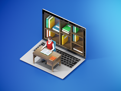 Knowledge Laptop 3drender 3dsmax books education illustration laptop library v ray