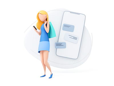 Girl phone chat 3dmodel 3drender 3dsmax illustration mobile app v ray woman