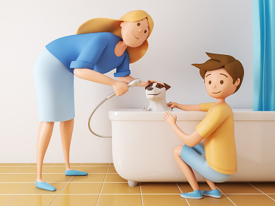 Monety Chore Wash the pet 3dmodel 3drender 3dsmax illustration v ray