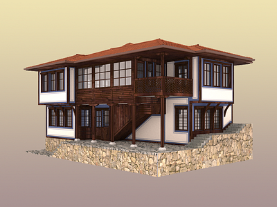 White Stone Village Koprivshtica 3dmodel 3drender architecture v ray