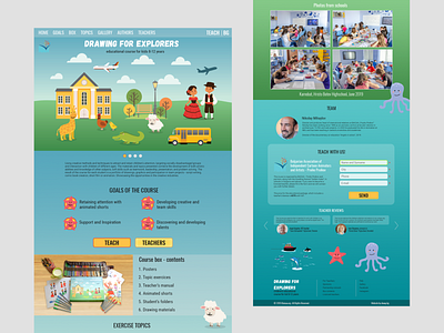 Homepage for my course "Drawing for Explorers" children design education educational ui webdesign website