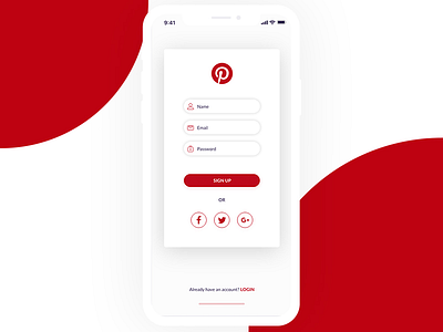 Daily UI 001 - Sign up - Pinterest by sevinc on Dribbble