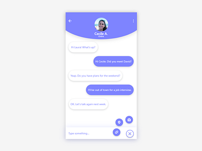 Daily UI 013 Direct Message app app design chat conversation daily daily ui daily ui 013 design direct message mobile mobile app purple redesign ui ux