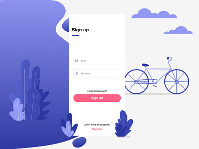 Bike Rental App - Sign Up app app design bicycle bike daily daily ui illustration ios mobile mobile app purple ui ux vector