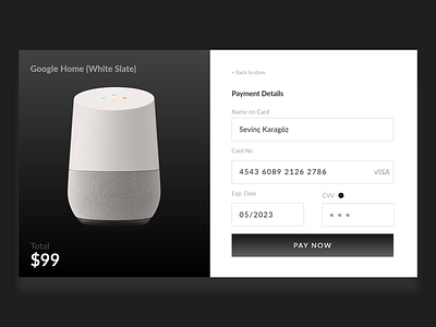 Credit Card Check Out - Google Home credit card checkout creditcard daily daily ui google home illustration payment redesign ui user inteface ux web website