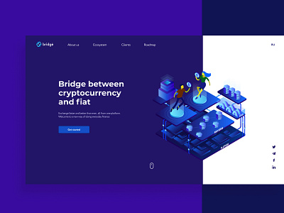 Cryptocurrency landing page bitcoin exchange cryptocurrency exchange deepblue illustration landing page design ui