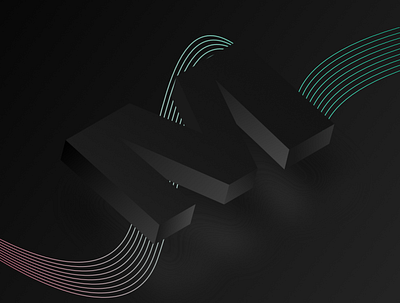 A isometric letter M 3d dark darktheme isometric art letter ui vector