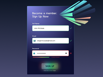 Sign Up Form Concept blob concept dark dark theme design figma form gradient inputs signupform ui web