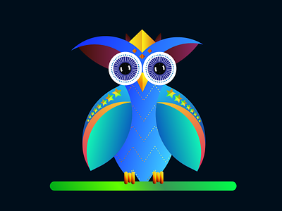 The Owl abstract blue colored cyan dark design graphic design illustration illustrator orange shapes vector vibrant yellow