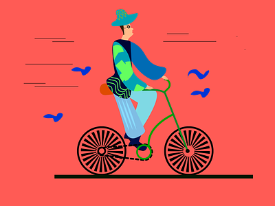 Flat Cyclist art character design colorful design flat illustration illustrator red shapes vector