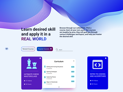 Course Page With Cards card desktop page gradient states ui uidesign ux web design