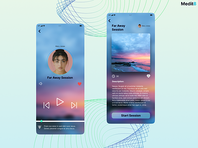 Session Player and Session Card app design app ui blur card design glassmorphism gradient mobile app music player player screens ui ui design ux