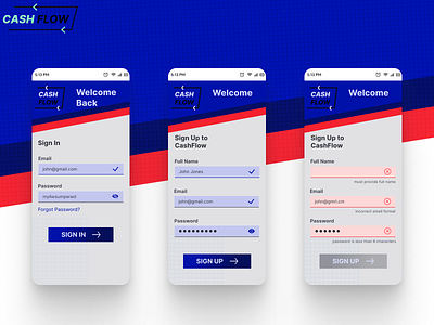 SignIn/SignUp Screens app design design error flow form ui input fields mobile app sign in sign u states ui ui design ux