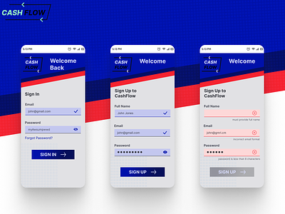 SignIn/SignUp Screens app design design error flow form ui input fields mobile app sign in sign u states ui ui design ux