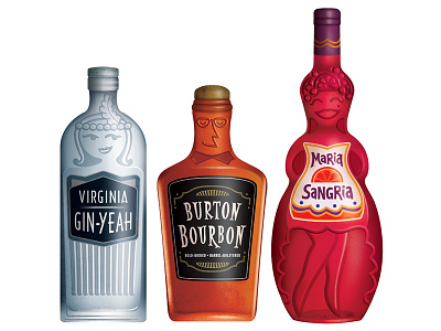 Character Bottles characterdesign design illustration labels product design typeface vector whimsical